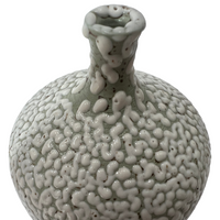 Lichen Light Brown Clay & Green Slip Medium Bud Vase with Narrow Neck by Lisette Bedoya