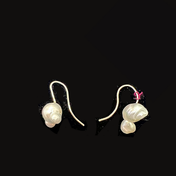 Keshi Pearl Earrings (Sterling Wires) by Jan Hartley