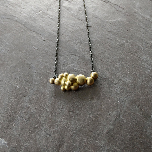 18k gold Bubbles on Blackened Silver Necklace by Shannon Nutt